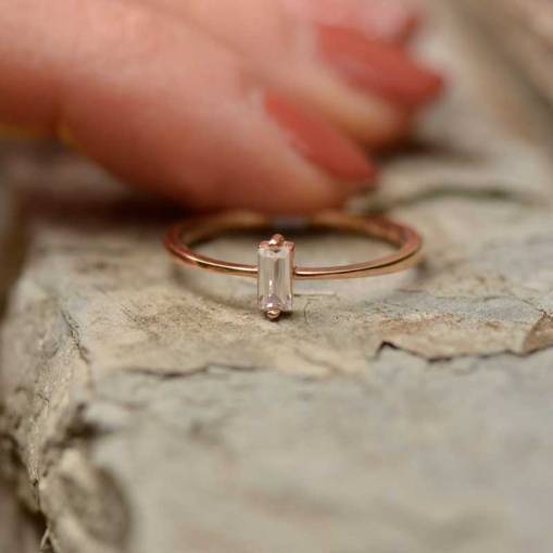 14k Sarı Altın Baget Taşlı Yüzük - 2