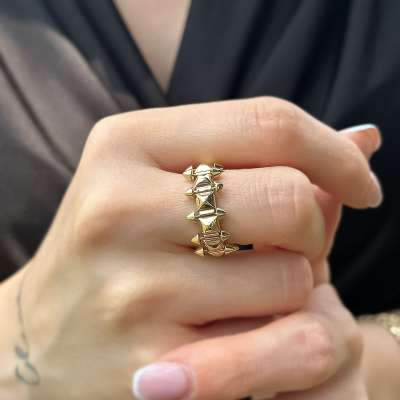 14k Sarı Altın Crampoon Yüzük - 2