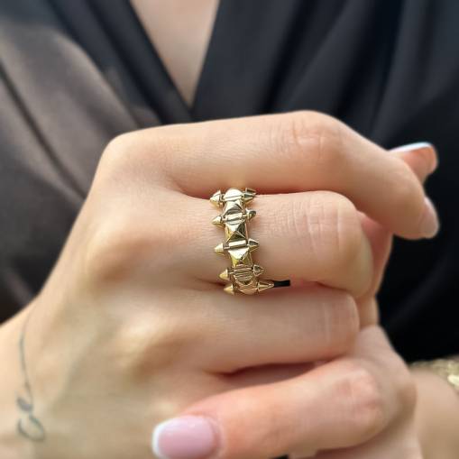 14k Sarı Altın Crampoon Yüzük - 2