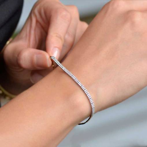 14k Sarı Altın Sırataşlı Suyolu Bileklik - 2