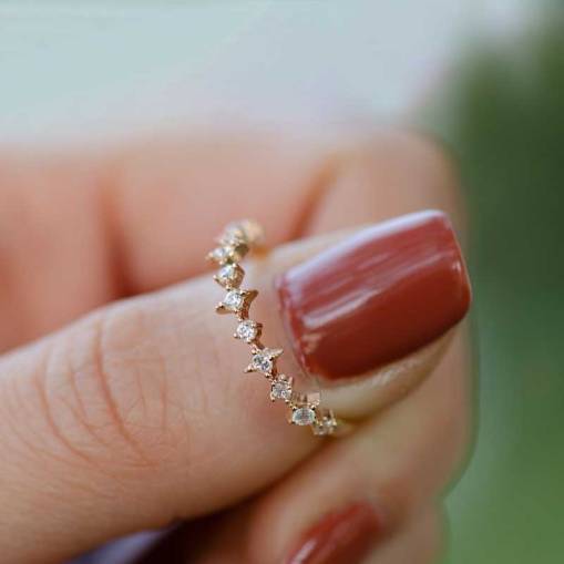 14k Sarı Altın Taşlı Eklem Yüzük - 1