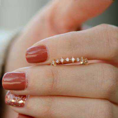 14k Sarı Altın Taşlı Eklem Yüzük - 2