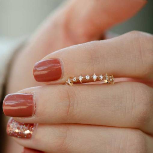 14k Sarı Altın Taşlı Eklem Yüzük - 2