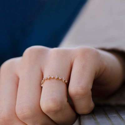 14k Sarı Altın Taşlı Eklem Yüzük - 3