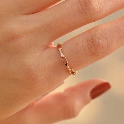 14k Sarı Altın Taşlı Yüzük - 1