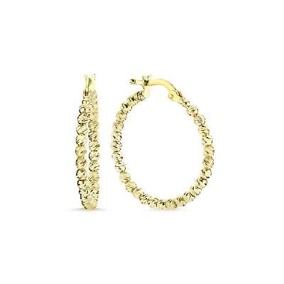 14k Sarı Altın Tek Sıra Dorika Halka Küpe