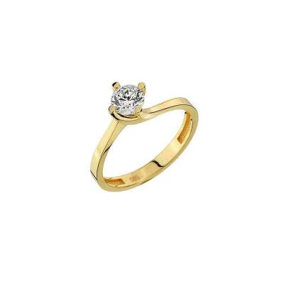 14K Sarı Altın Tektaş Yüzük - ENGİNGOLD ASO