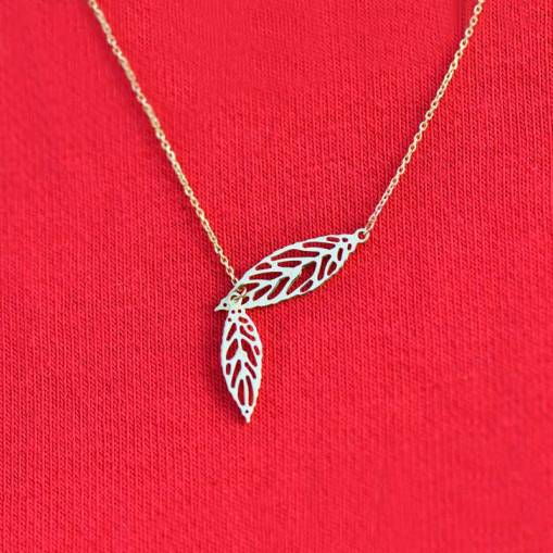 14k Sarı Altın Yaprak Kolye - 2