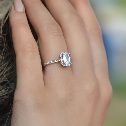14k Taşlı Baget Yüzük - 1
