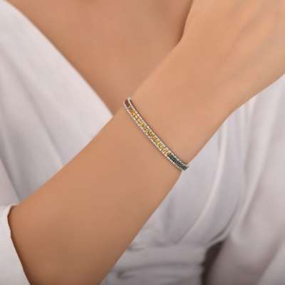 1.50ct Safir Taşlı Prenses Bileklik - 2