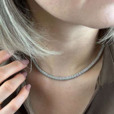 18K 10.48 CT Su Yolu Pırlanta Gerdanlık - 2