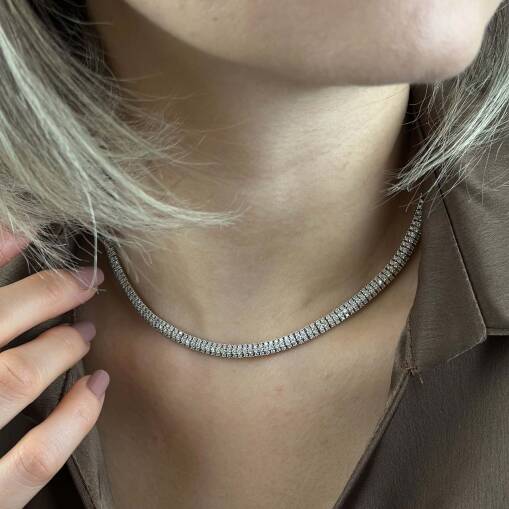 18K 10.48 CT Su Yolu Pırlanta Gerdanlık - 3