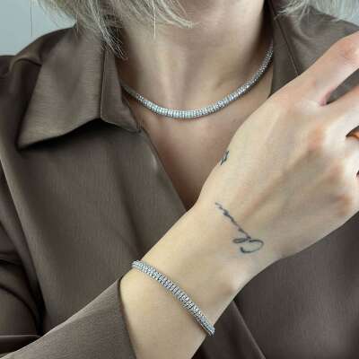 18K 10.48 CT Su Yolu Pırlanta Gerdanlık - 4