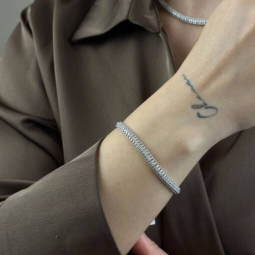 18K Su Yolu Pırlanta Bileklik – 3.89 CT - 2