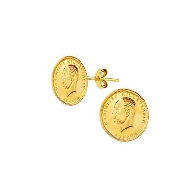 22 Ayar Altın Ata Çeyrekli Vidalı Küpe - ENGİNGOLD