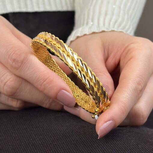 22 Ayar Altın Burma Model Kelepçe Bilezik - 3