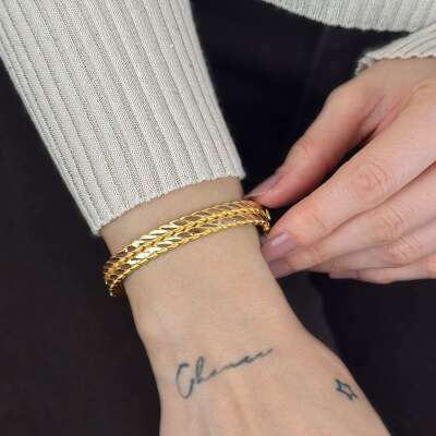 22 Ayar Altın Burma Model Kelepçe Bilezik - 6