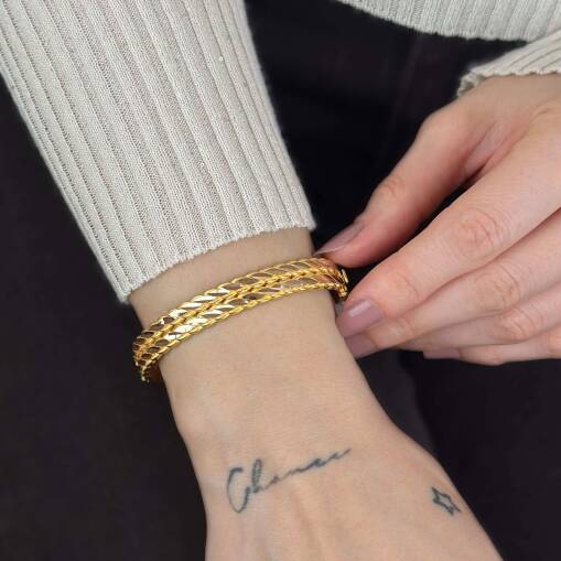 22 Ayar Altın Burma Model Kelepçe Bilezik - 6