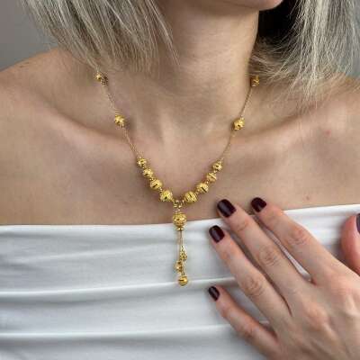 22 Ayar Altın Dorika Kolye – Sallantılı Kumlu Tasarım - 2