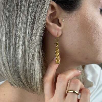 22 Ayar Altın Dorika Küpe – Sallantılı Şık Tasarım - 3