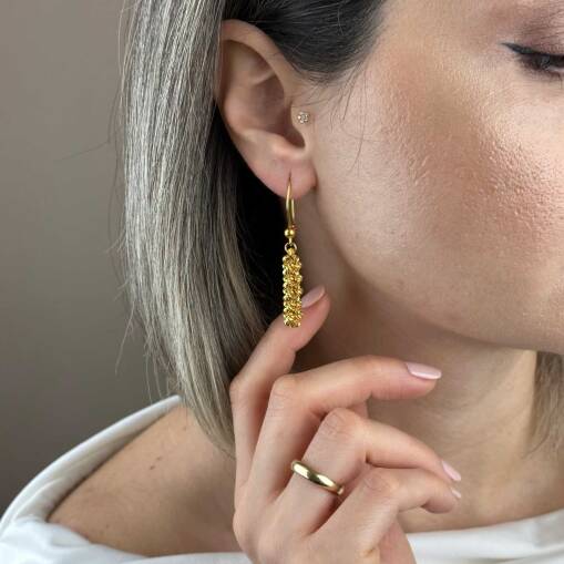 22 Ayar Altın Dorika Küpe – Sallantılı Şık Tasarım - 4