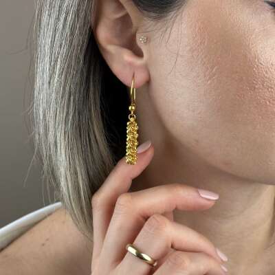 22 Ayar Altın Dorika Küpe – Sallantılı Şık Tasarım - 2