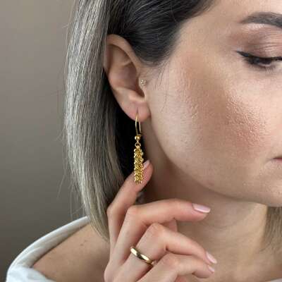 22 Ayar Altın Dorika Küpe – Sallantılı Şık Tasarım - 5