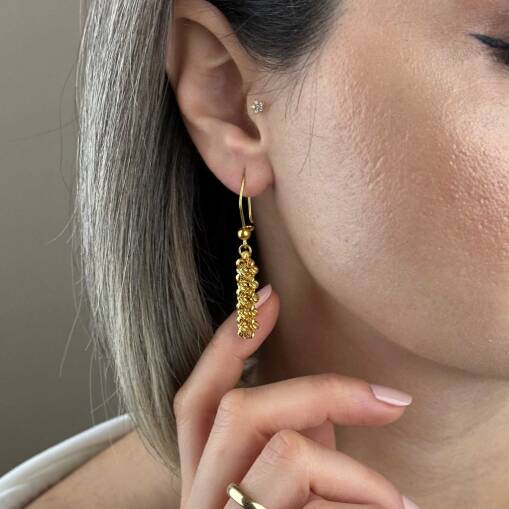 22 Ayar Altın Dorika Küpe – Sallantılı Şık Tasarım - 1