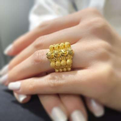 22 Ayar Altın Dorikalı Kumlu Yüzük - ENGİNGOLD SDR