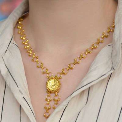 22 Ayar Altın Dorikalı Tuğralı Kolye - ENGİNGOLD EKL