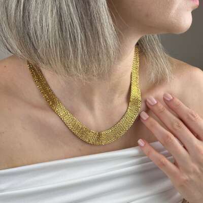 22 Ayar Altın Hasır Gerdanlık – Kleopatra Dorika Tasarım