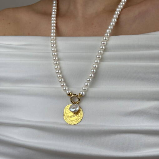22 Ayar Altın İnci Kolye – Zarif ve Şık Tasarım - 3