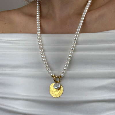 22 Ayar Altın İnci Kolye – Zarif ve Şık Tasarım - 4