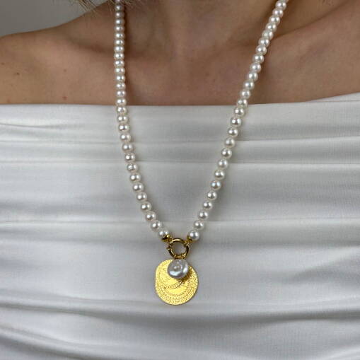 22 Ayar Altın İnci Kolye – Zarif ve Şık Tasarım - 4