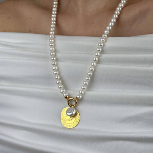 22 Ayar Altın İnci Kolye – Zarif ve Şık Tasarım - 5