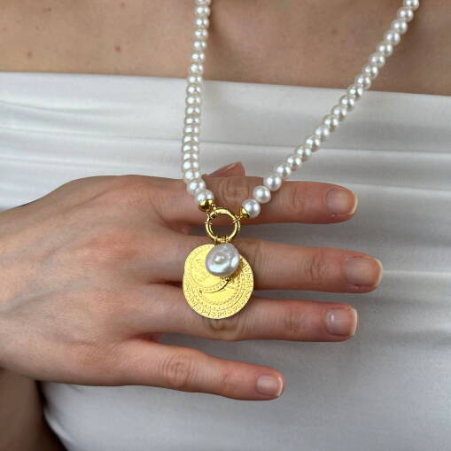 22 Ayar Altın İnci Kolye – Zarif ve Şık Tasarım - 1