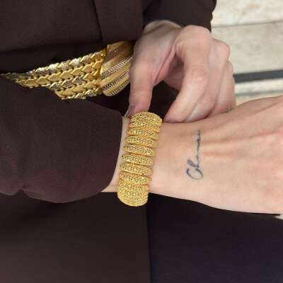 22 Ayar Altın Işıltılı Kaburga Bileklik Şık Tasarım - ENGİNNGOLD LBL