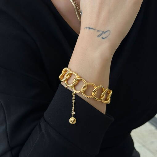 22 Ayar Altın Sallantılı Samanyolu Bileklik - 5