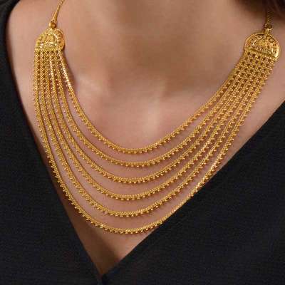 22 Ayar Altın Sıralı Hint İşi Kolye - 2