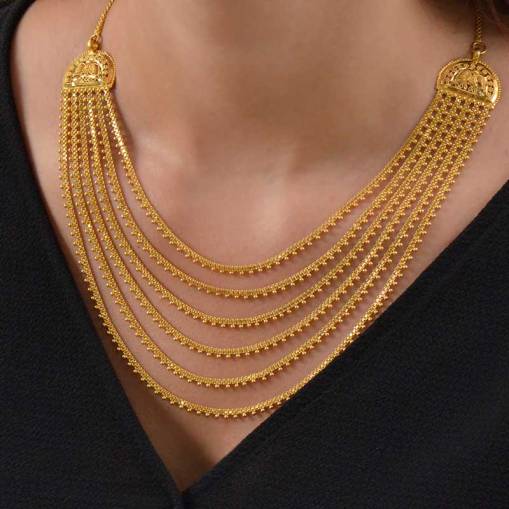 22 Ayar Altın Sıralı Hint İşi Kolye - 2