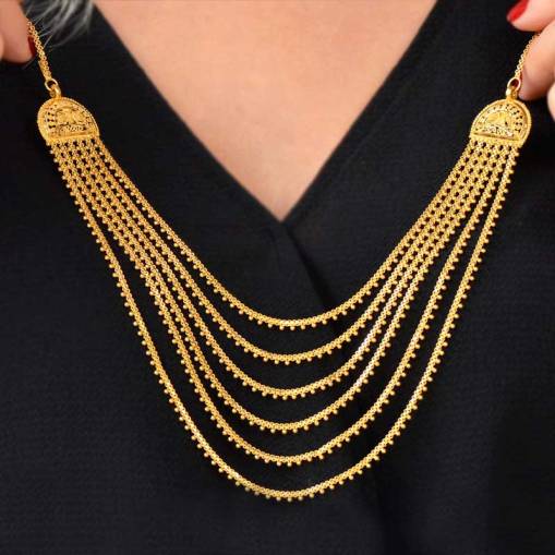 22 Ayar Altın Sıralı Hint İşi Kolye - 1