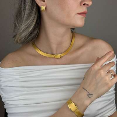 22 Ayar Altın Trabzon Hasır Gerdanlık – 5 Sıra - 2