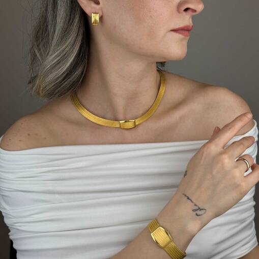 22 Ayar Altın Trabzon Hasır Gerdanlık – 5 Sıra - 2