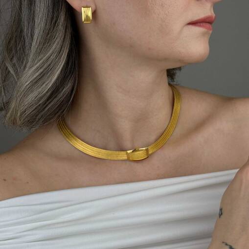 22 Ayar Altın Trabzon Hasır Gerdanlık – 5 Sıra - 3