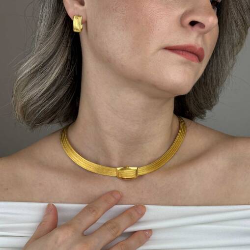 22 Ayar Altın Trabzon Hasır Gerdanlık – 5 Sıra - 4