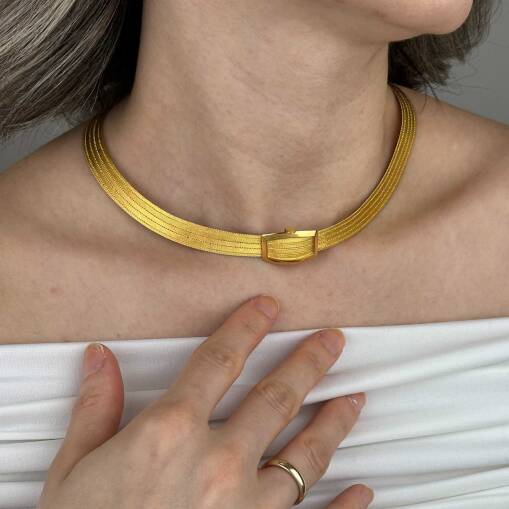 22 Ayar Altın Trabzon Hasır Gerdanlık – 5 Sıra - 1