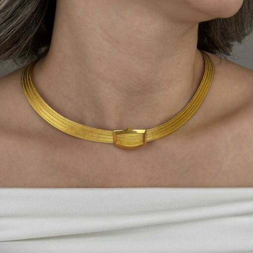 22 Ayar Altın Trabzon Hasır Gerdanlık – 5 Sıra - 5