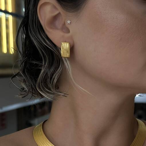 22 Ayar Altın Trabzon Hasır J Küpe - 2