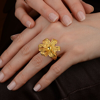 22 Ayar Altın Tül Yüzük (Taşsız, Sarı) - 3