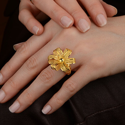 22 Ayar Altın Tül Yüzük (Taşsız, Sarı) - 3